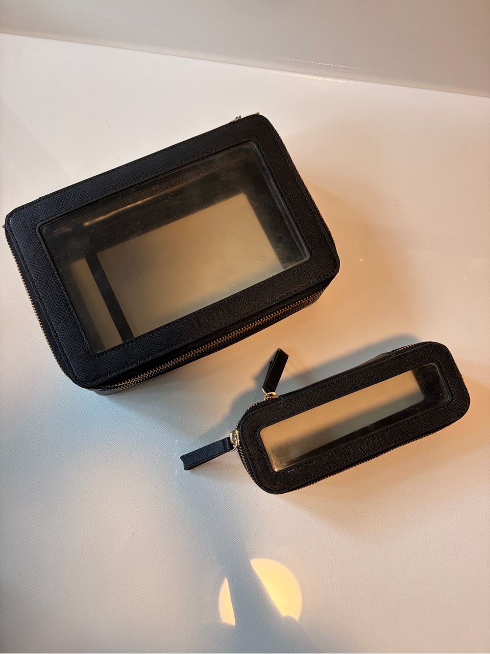 Clear-Window Black Cosmetic Travel Case Set